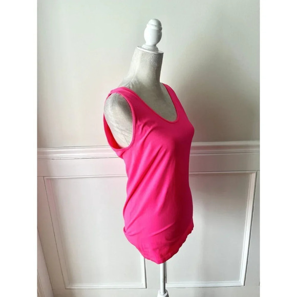 Zenana Outfitters High Vis Pink Seamless Stretch Tank 2X - Picture 2 of 4